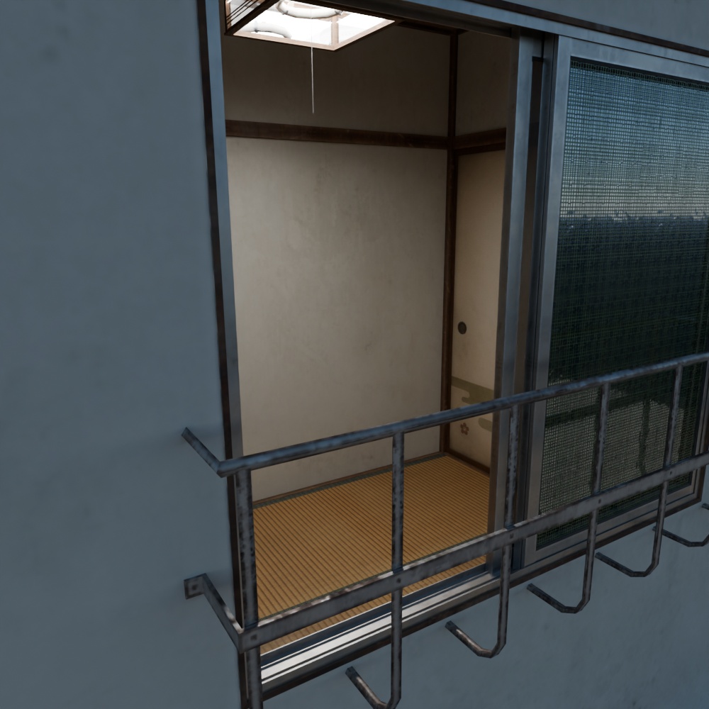 【昭和レトロ】アパート3畳間と小さな台所(FBX / Blender)