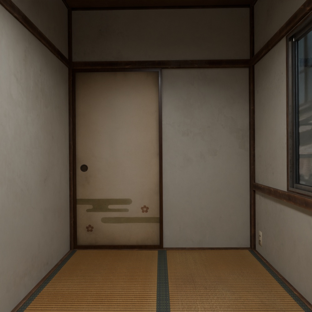 【昭和レトロ】アパート3畳間と小さな台所(FBX / Blender)