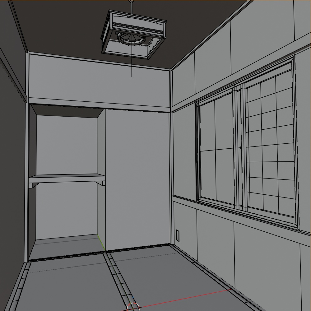 【昭和レトロ】アパート3畳間と小さな台所(FBX / Blender)