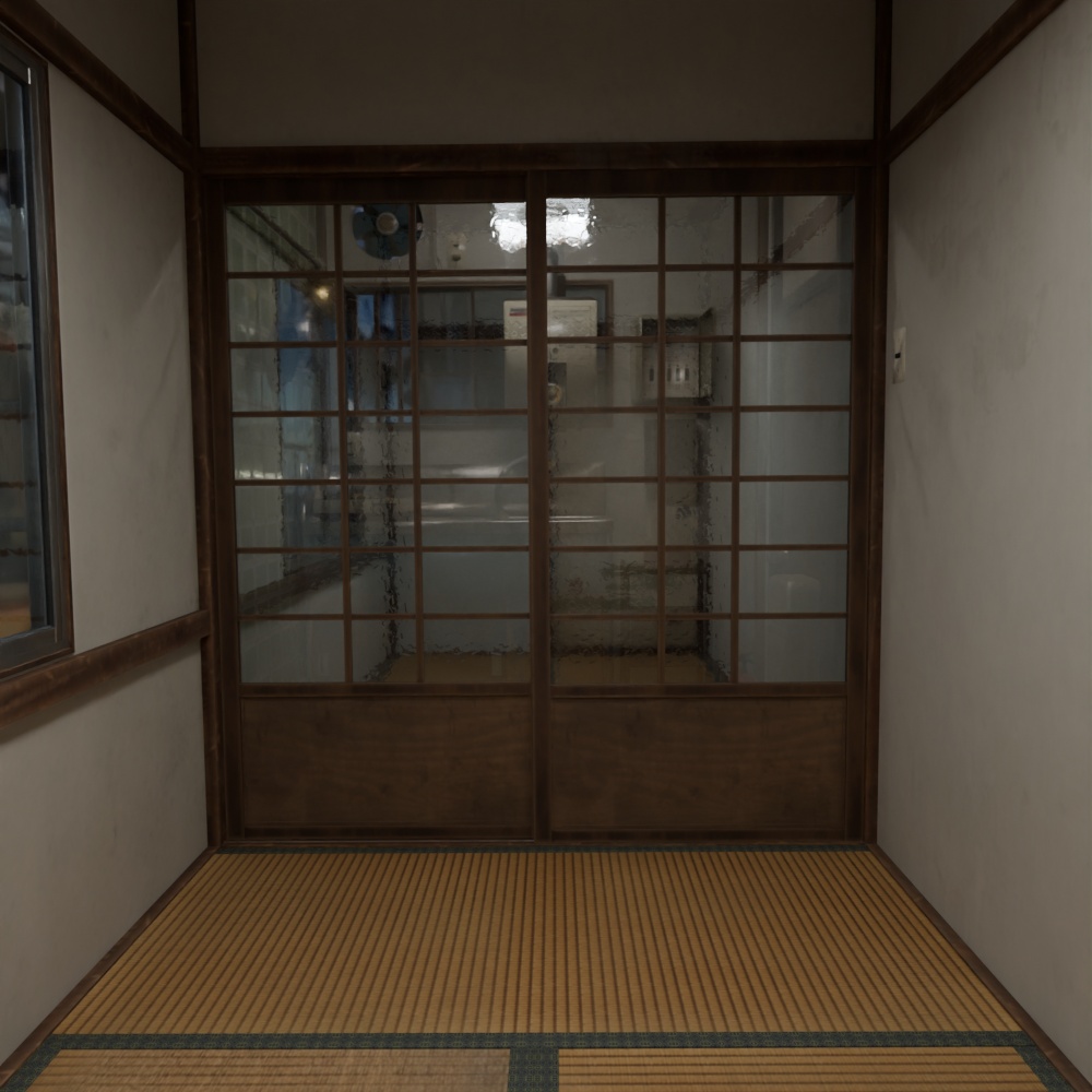 【昭和レトロ】アパート3畳間と小さな台所(FBX / Blender)