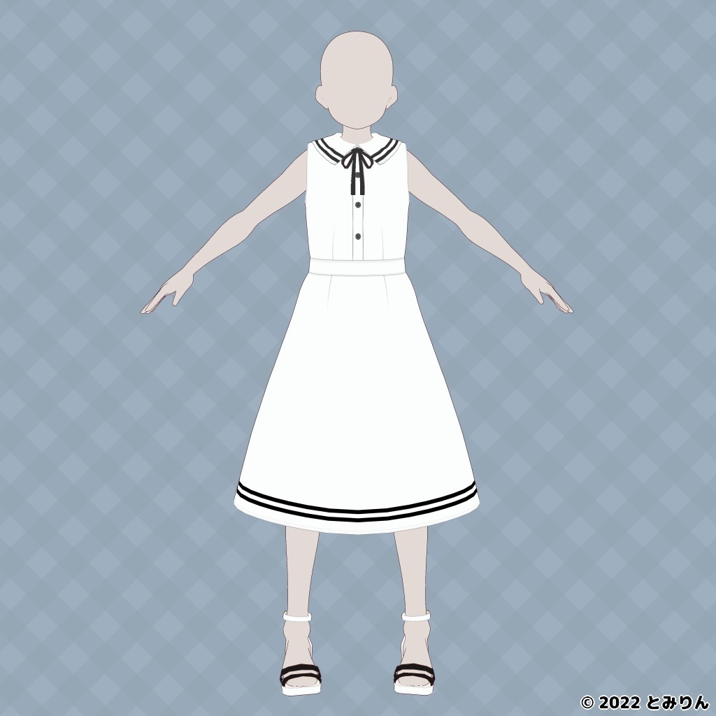 ノースリーブセーラカラーワンピース【無料あり】【#VRoid】