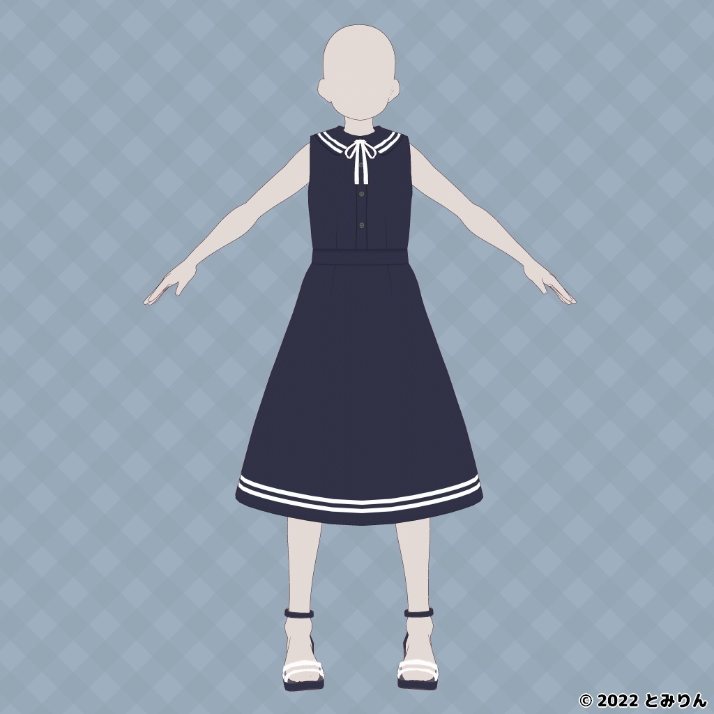 ノースリーブセーラカラーワンピース【無料あり】【#VRoid】