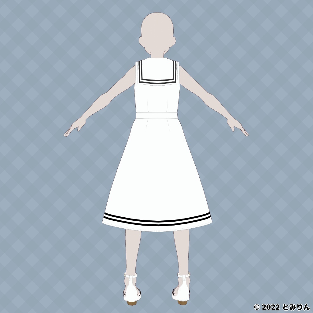 ノースリーブセーラカラーワンピース【無料あり】【#VRoid】