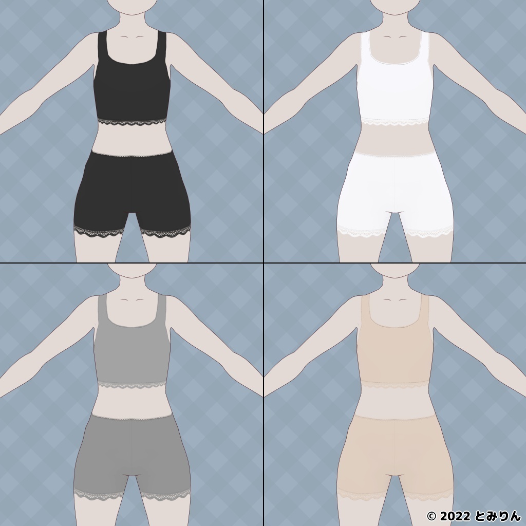 チラ見え対策インナーセット【無料あり】【#VRoid】