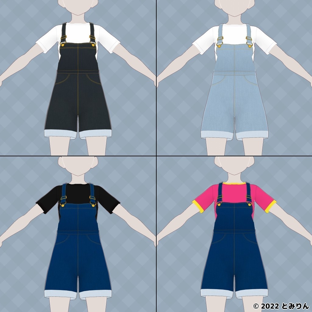 サロペットショートパンツ【無料あり】【#VRoid】