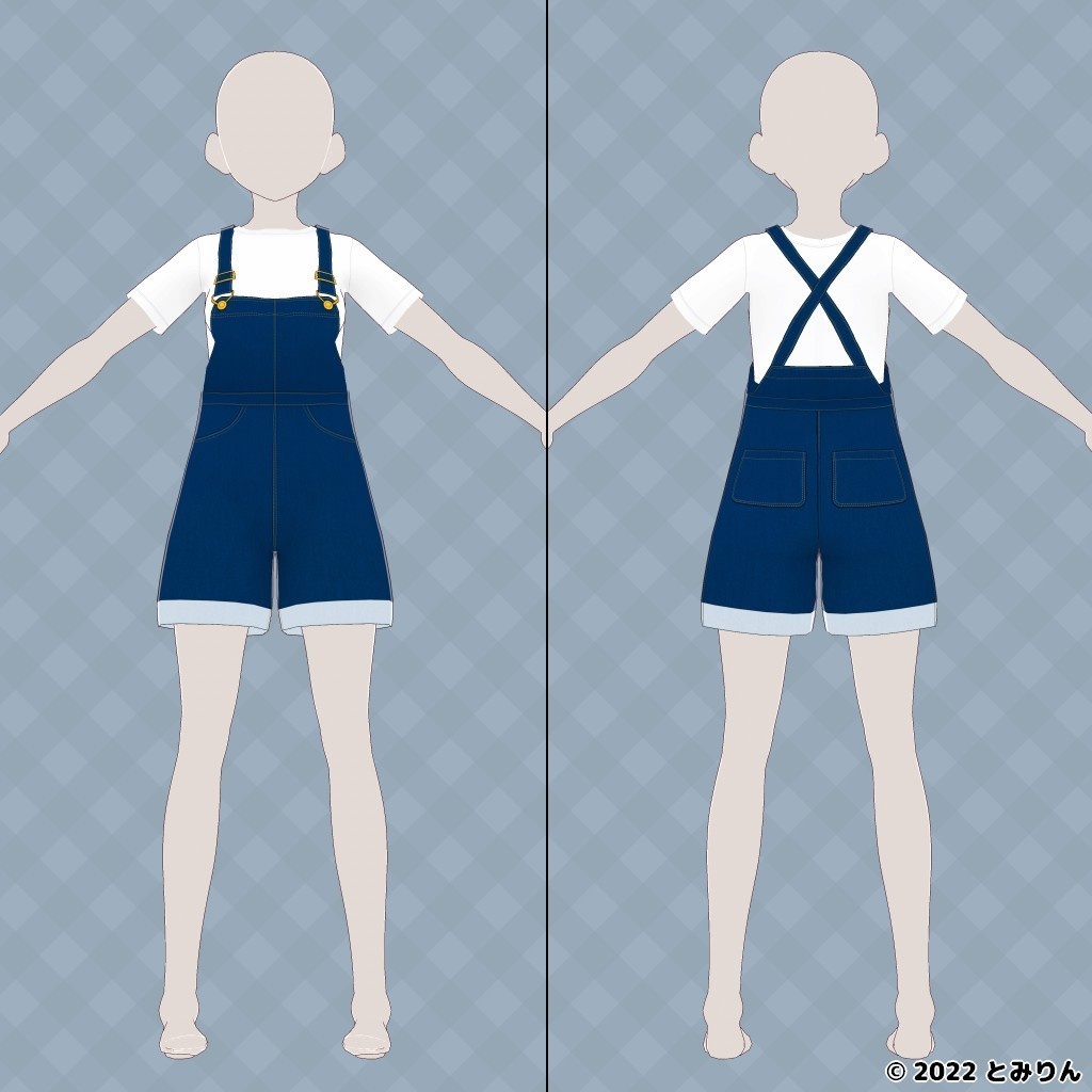 サロペットショートパンツ【無料あり】【#VRoid】