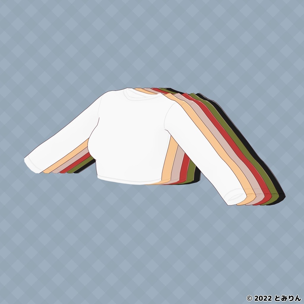 七分袖クロップシャツ&へそ上丈インナーシャツ【無料あり】【#VRoid】