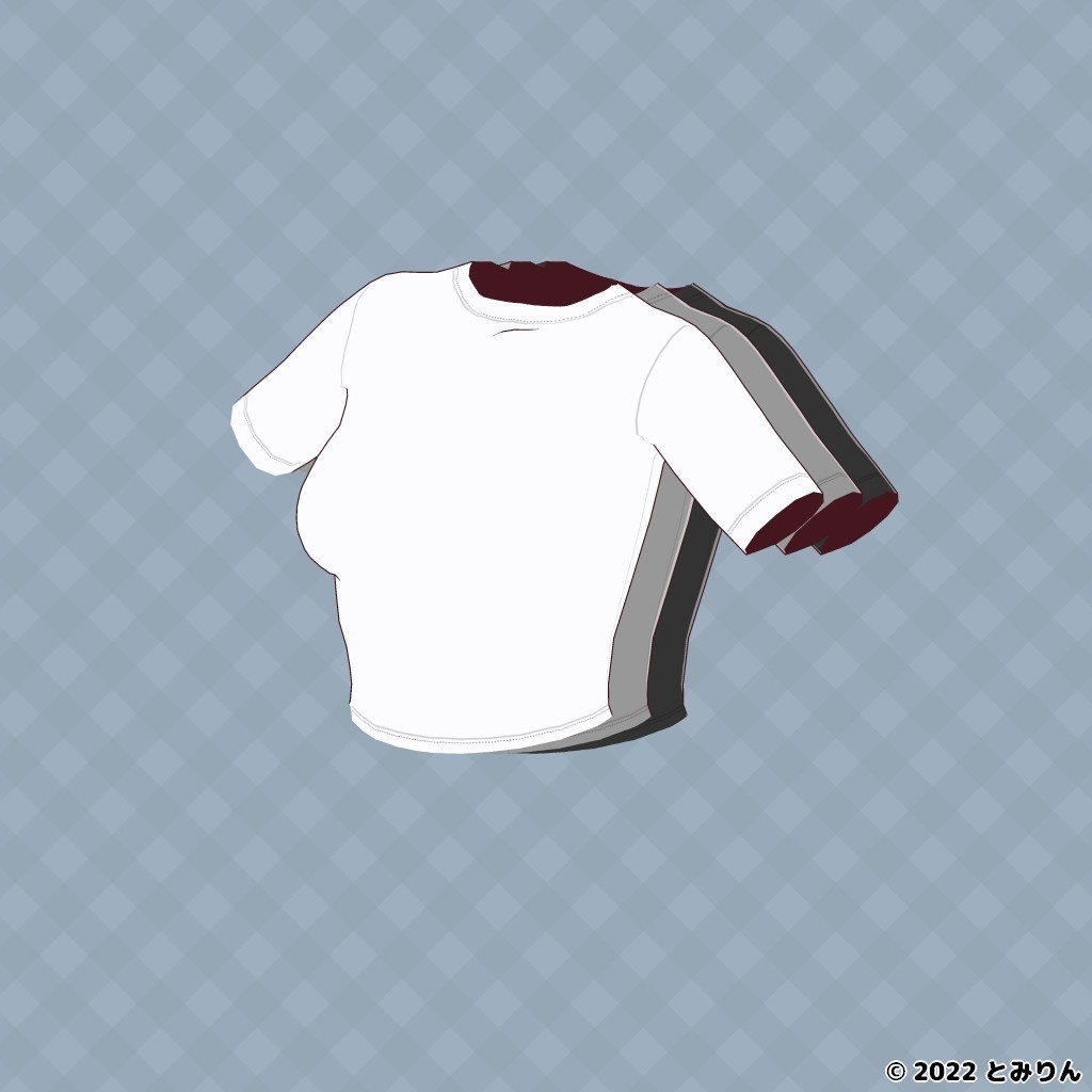 七分袖クロップシャツ&へそ上丈インナーシャツ【無料あり】【#VRoid】