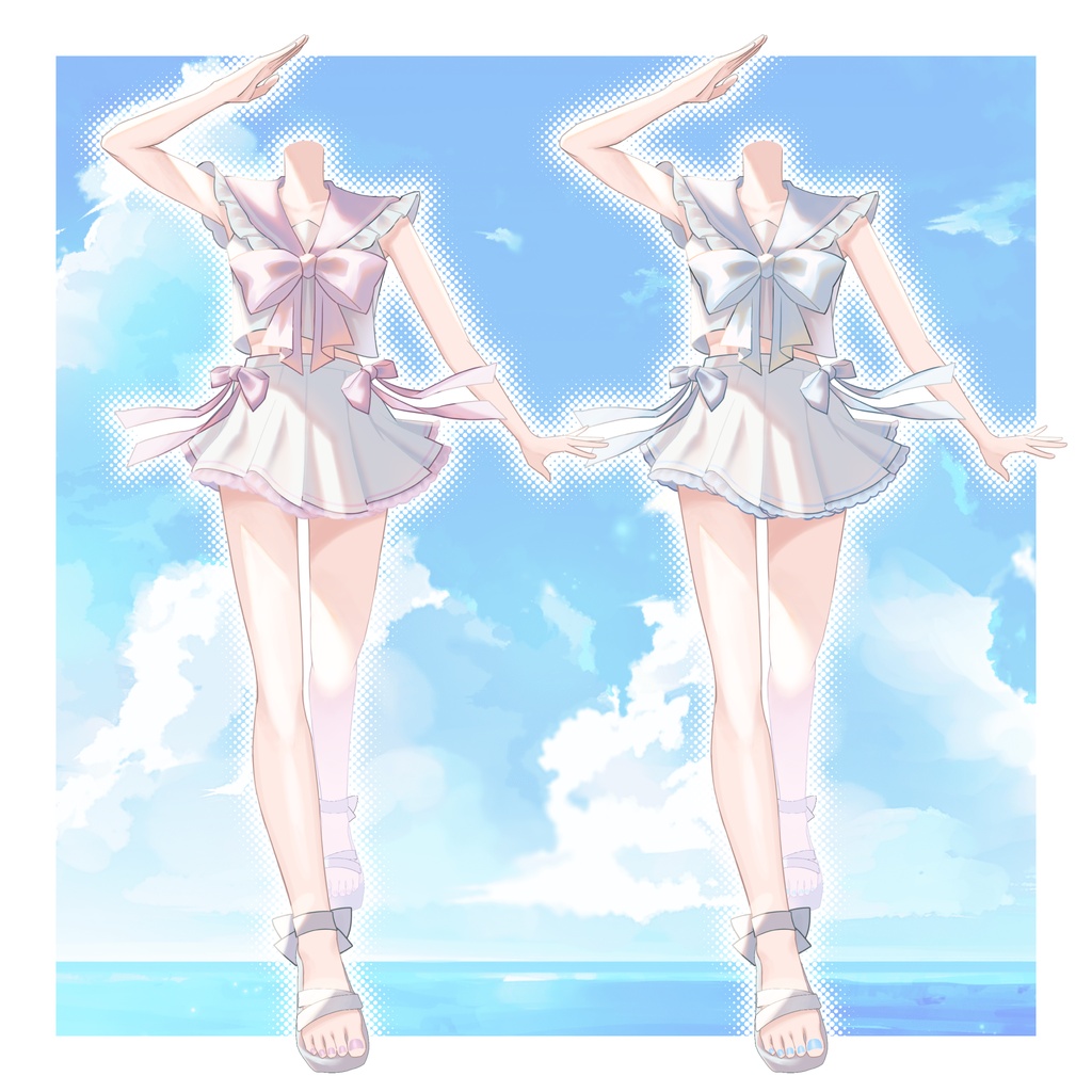 【水着素材】セーラー風水着イラスト素材