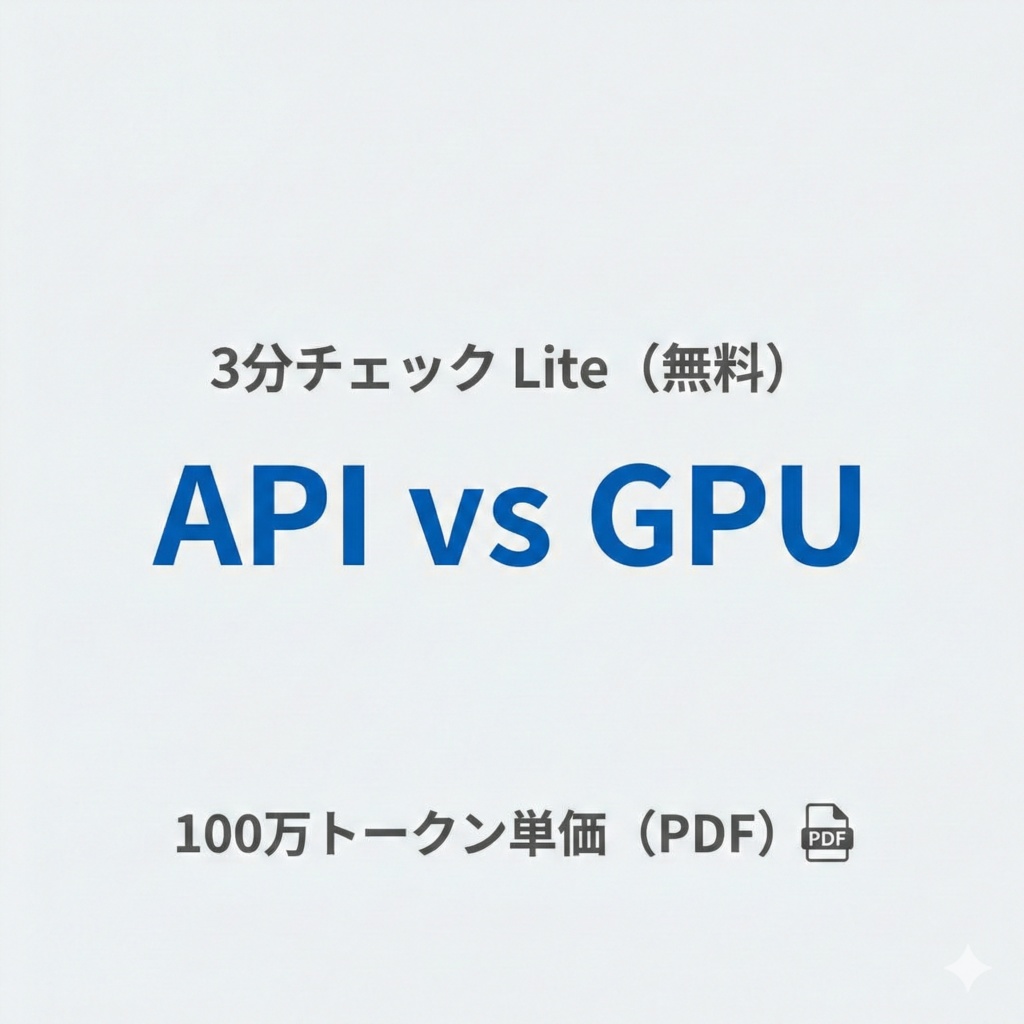 3分チェック Lite（PDF）｜API vs GPU｜100万トークン単価
