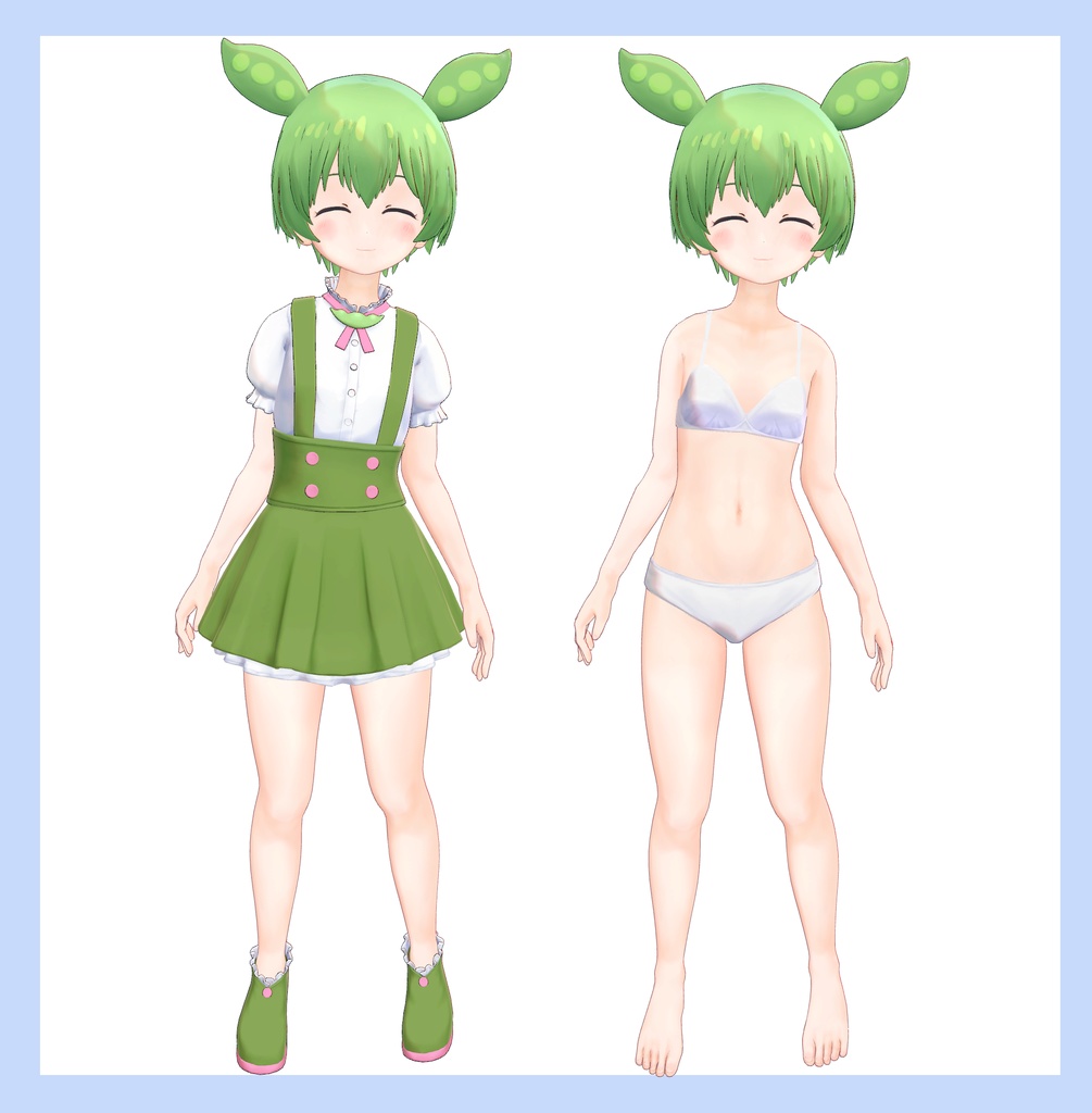 【VRChat】【MMD】【VRM】3Dモデル LO1136 ずんだもん + あんこもん