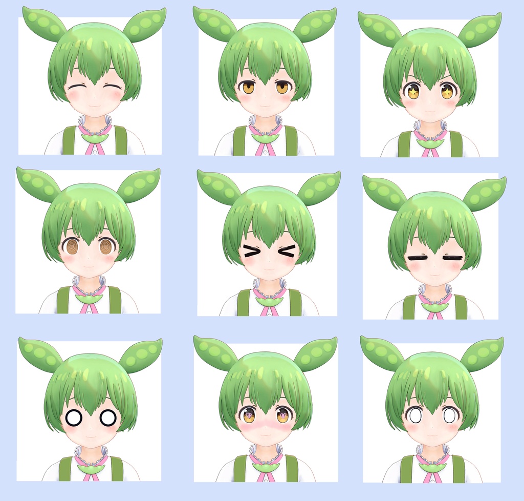 【VRChat】【MMD】【VRM】3Dモデル LO1136 ずんだもん + あんこもん