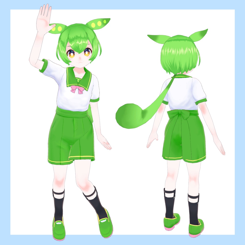 【非公式】ずんだもん公式3Dモデル用 ふるさと女学院制服