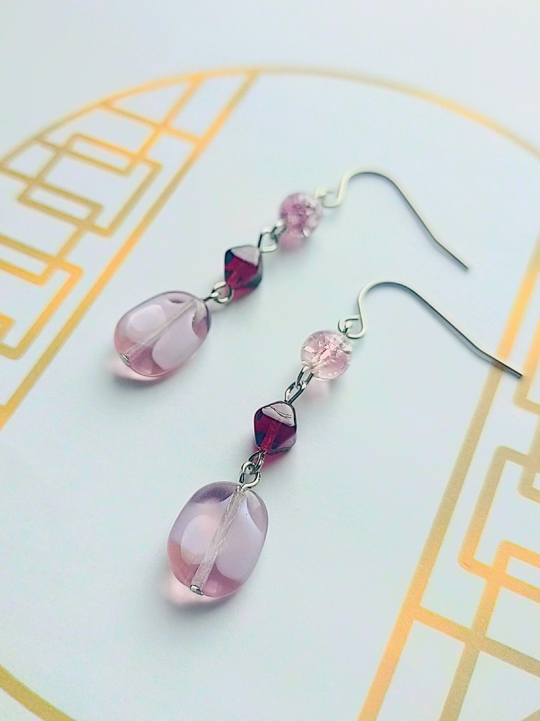 壬氏カラーのオーバル耳飾り(イヤリングに変更可能)