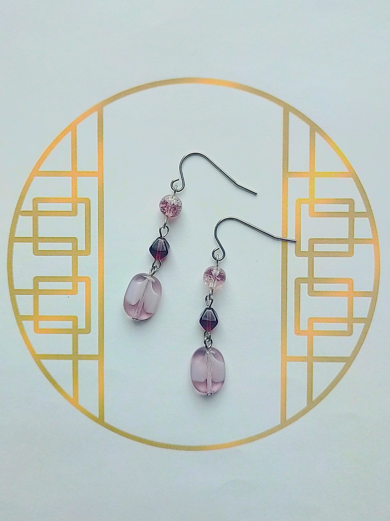 壬氏カラーのオーバル耳飾り(イヤリングに変更可能)