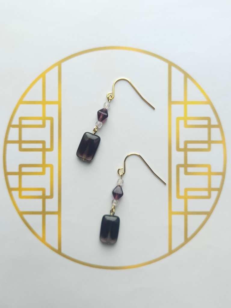 壬氏カラーの四角い耳飾り(イヤリングに変更可能)