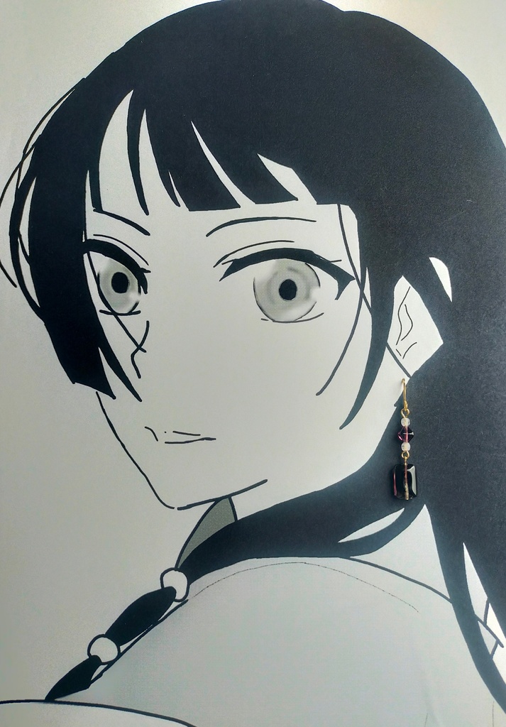 壬氏カラーの四角い耳飾り(イヤリングに変更可能)