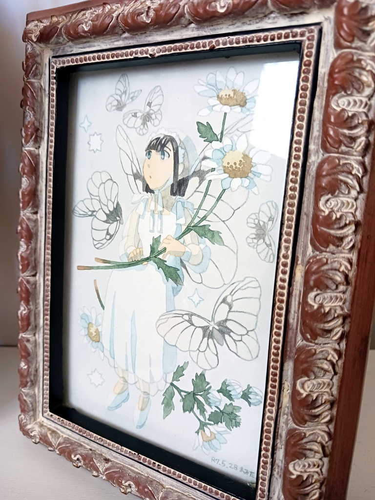 水彩画 原画「ウスベシロチョウ」
