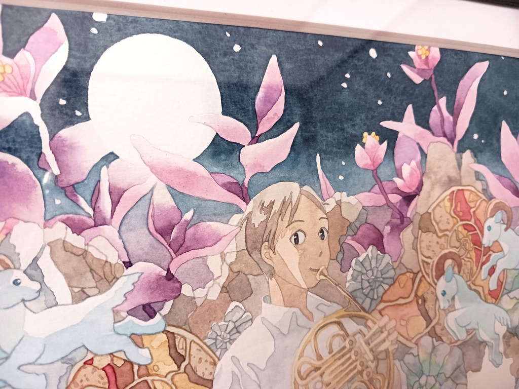 水彩画 原画「夜のホルン」