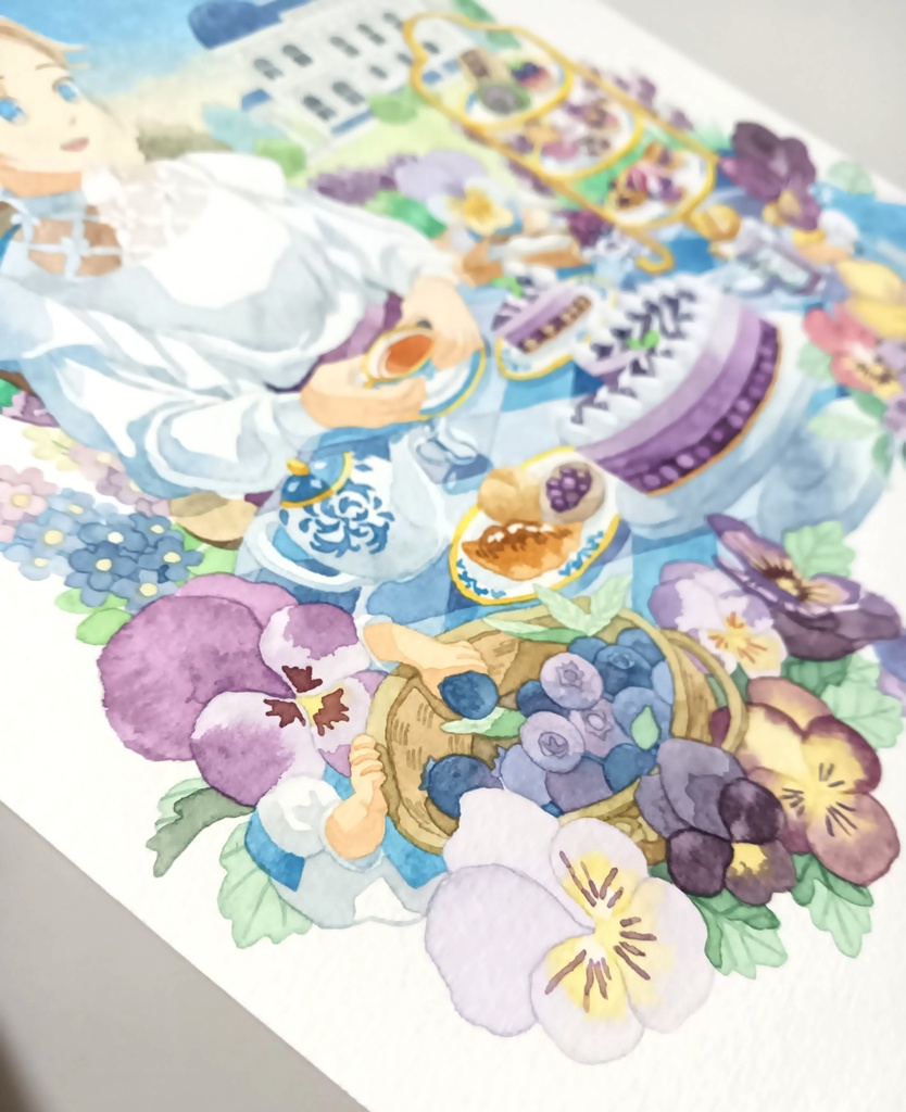 水彩画 原画「アフタヌーンティー」