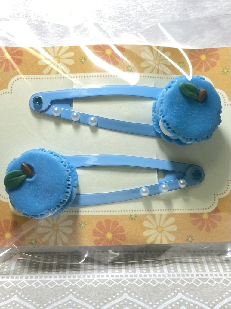 りんごマカロンのヘアピン(レッド、パープル)