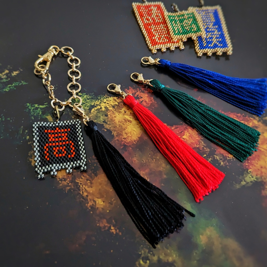 タッセル付きバッグチャーム ~三国志軍旗のお供に~