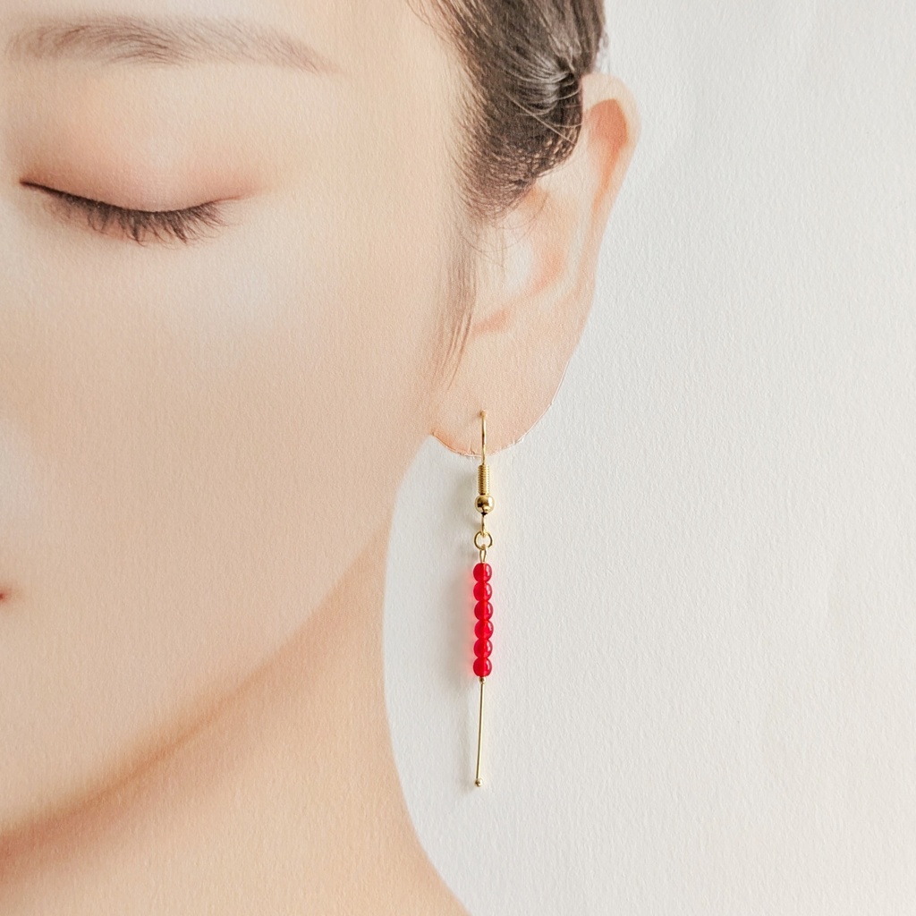 さんざし飴の耳飾り