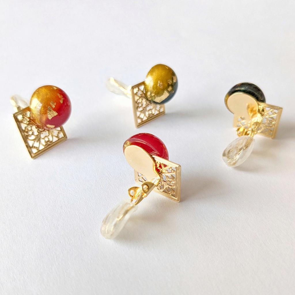 宵闇と朝焼け イヤリング