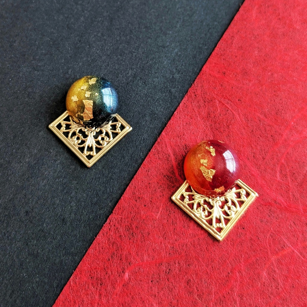 宵闇と朝焼け イヤリング