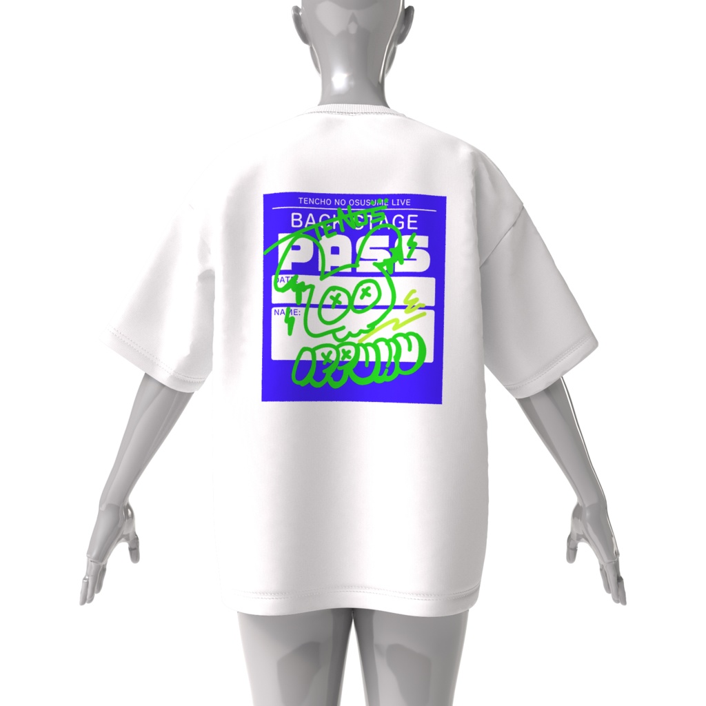 ステージPASS風 Tシャツ(半そで・ホワイト)