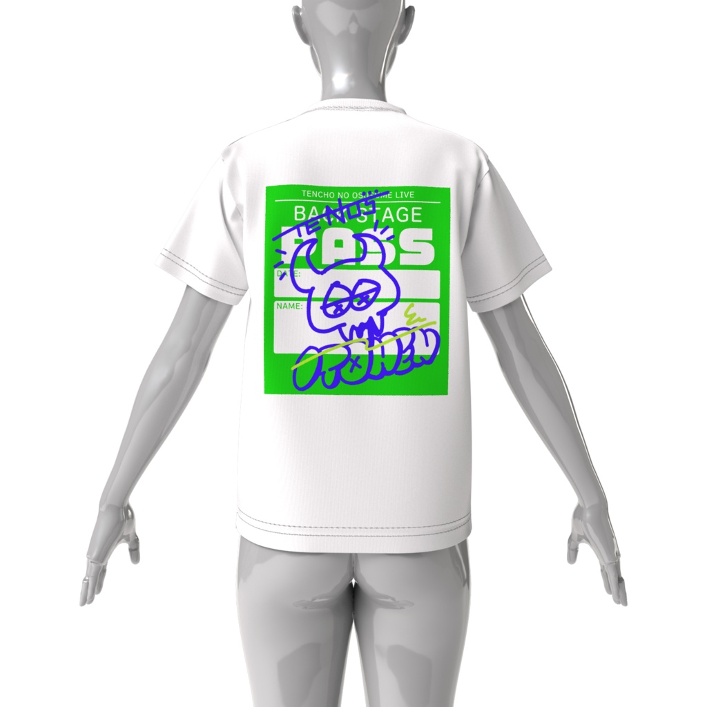 ステージPASS風 Tシャツ(半そで・ホワイト)