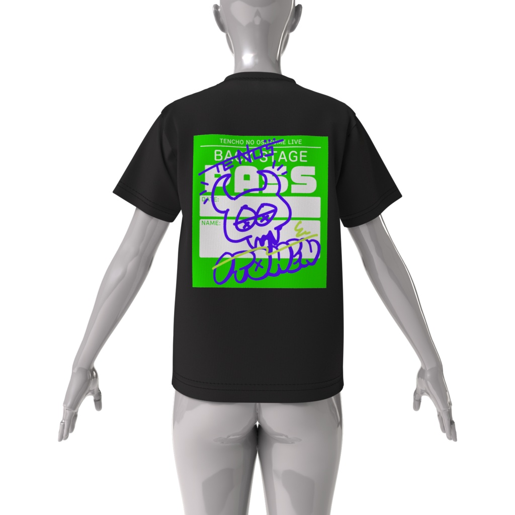 ステージPASS風 Tシャツ(半そで・ブラック)