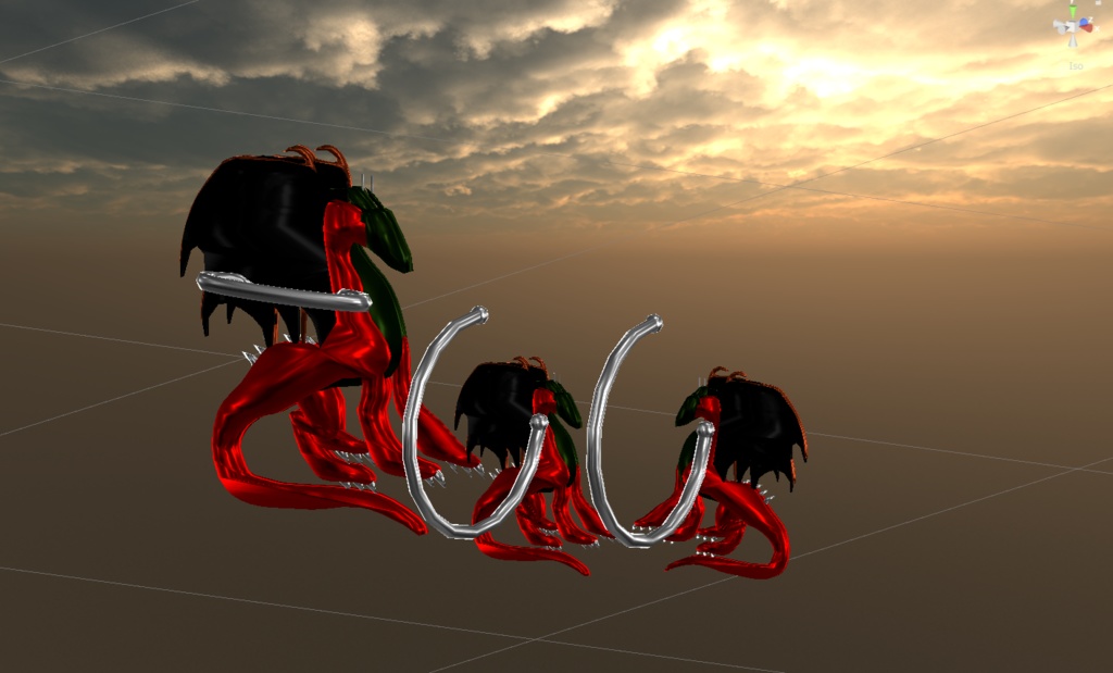 【VRC/3Dモデル】ドラゴンピアス&ブローチのセット