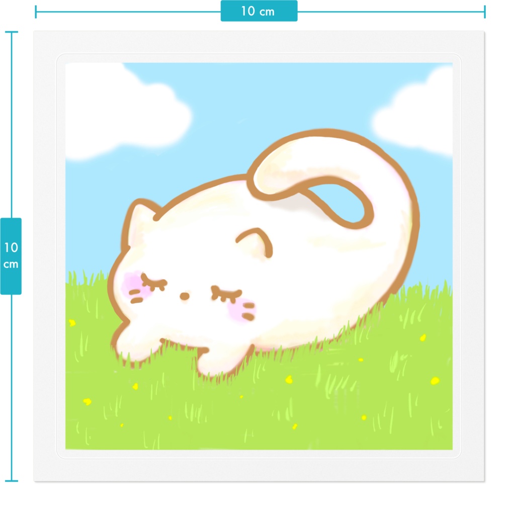 もちねこのミルク ステッカー 100 x 100 (mm) 素材 :クリア