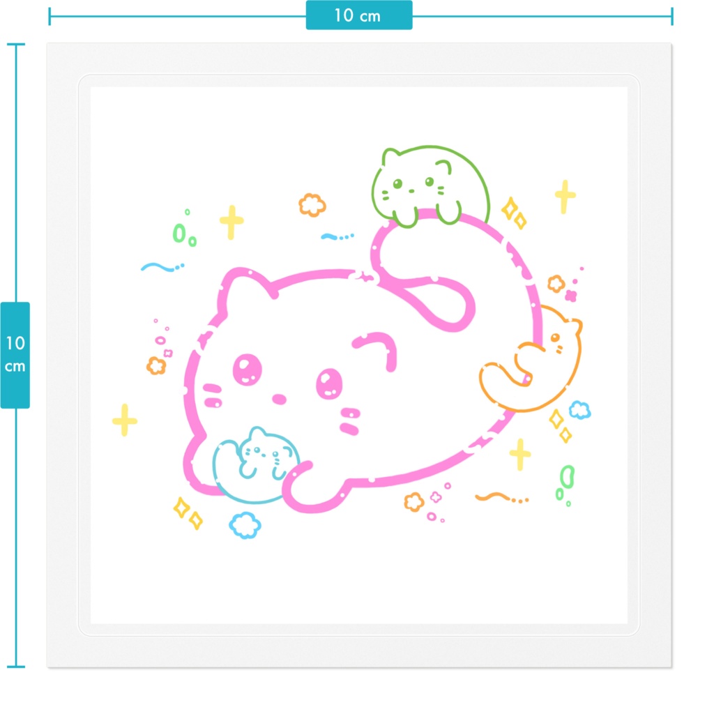 もちねこのミルク ステッカー 100 x 100 (mm) 素材 : クリア