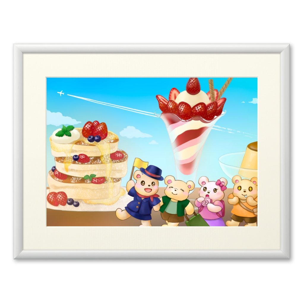 スイーツツアー複製画(プリモアート) - 額縁ホワイト