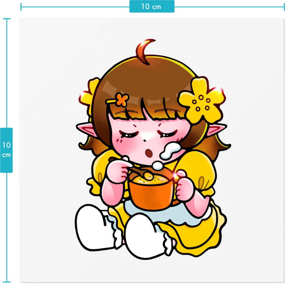 野花あんなミニキャラ(コーンスープ) クリアステッカー - 100 x 100 (mm)