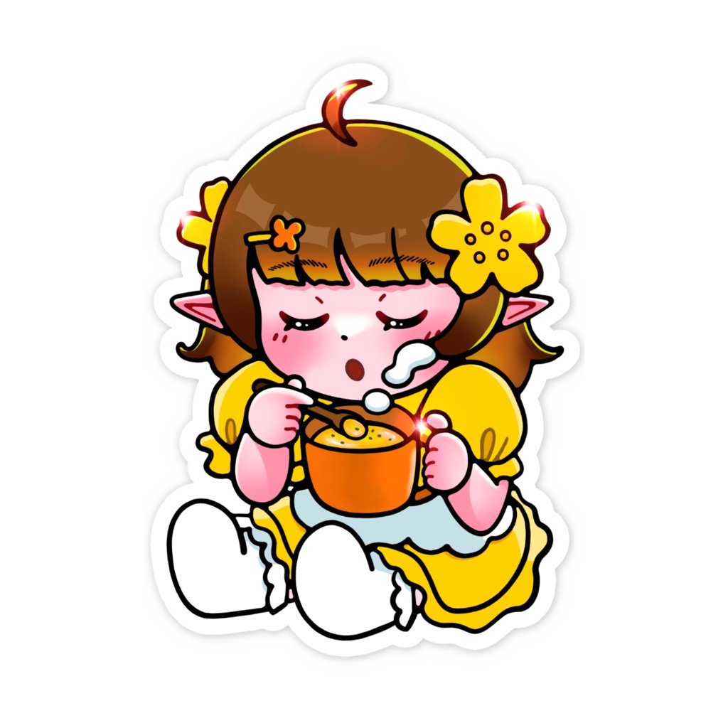 野花あんなミニキャラ(コーンスープ) スマホステッカー
