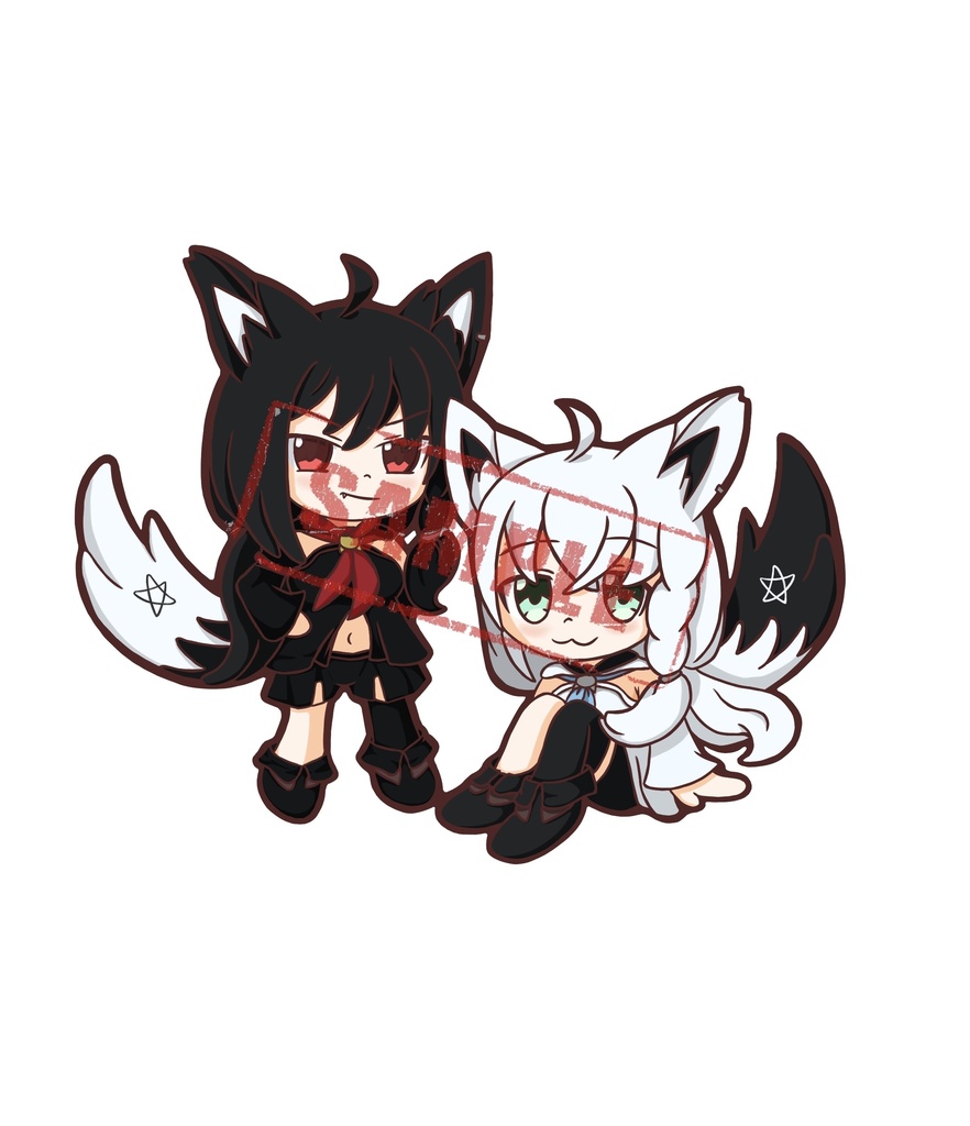 白上フブキと黒上フブキのアクリルキーホルダー