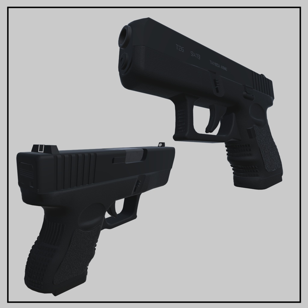 9×19mmハンドガン T26 (VRC想定3Dモデル)