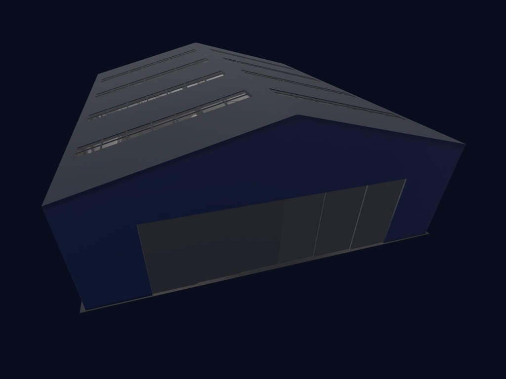 シンプル格納庫 (VRC想定3Dモデル)