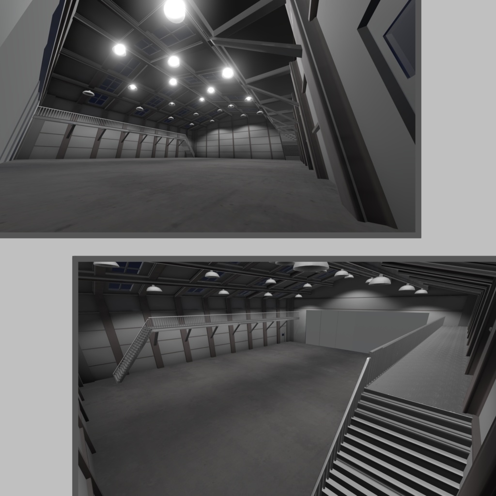 シンプル格納庫 (VRC想定3Dモデル)