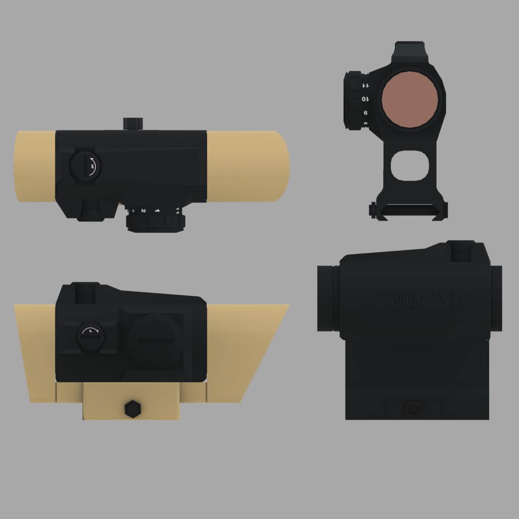 TapiDot2 コンパクトドットサイト (VRC想定3Dモデル)