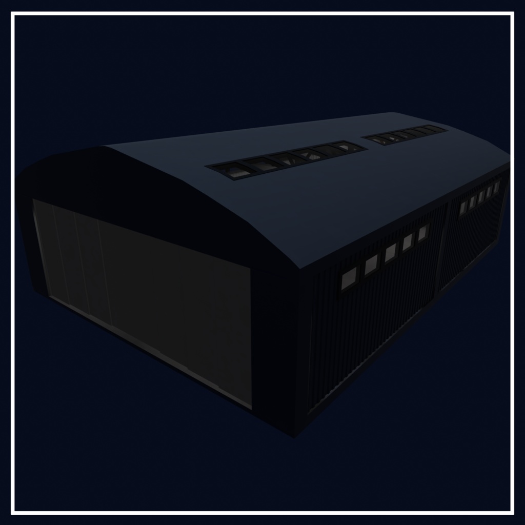 シンプル格納庫2 備品モデルセット付 (VRC想定3Dモデル)