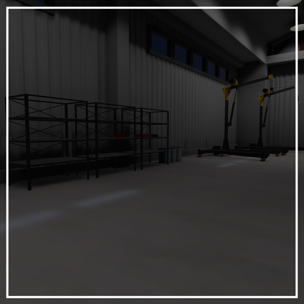 シンプル格納庫2 備品モデルセット付 (VRC想定3Dモデル)