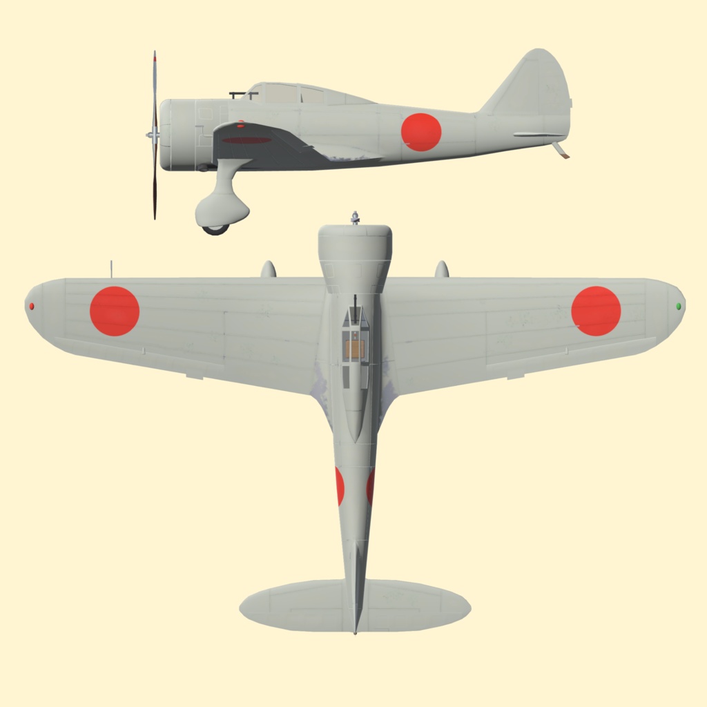 帝国陸軍戦闘機 キ-27 九七式戦闘機【VRC想定飛行可能3Dモデル