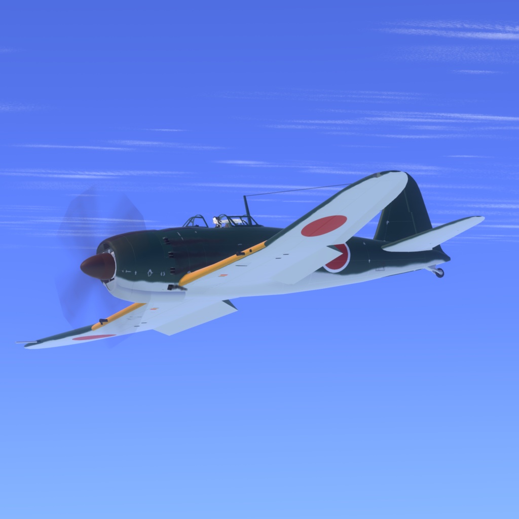 帝国海軍艦上戦闘機 A7M2 烈風 【VRC想定飛行可能3Dモデル】