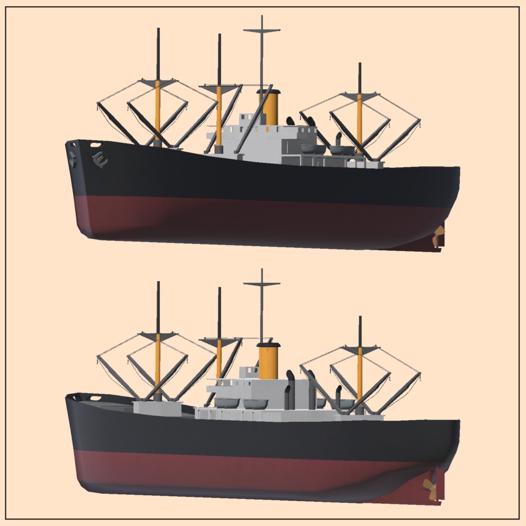 WW2期輸送船【VRC想定3Dモデル】