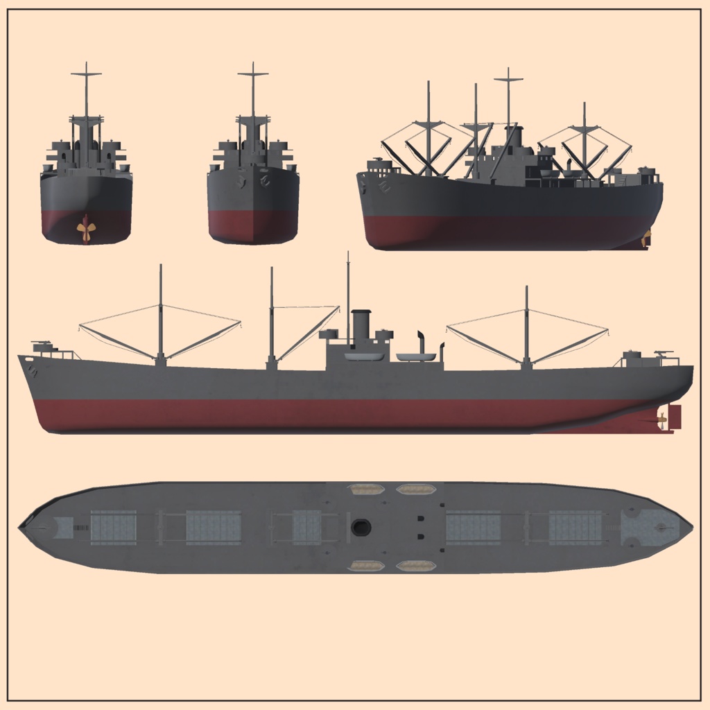 WW2期輸送船【VRC想定3Dモデル】