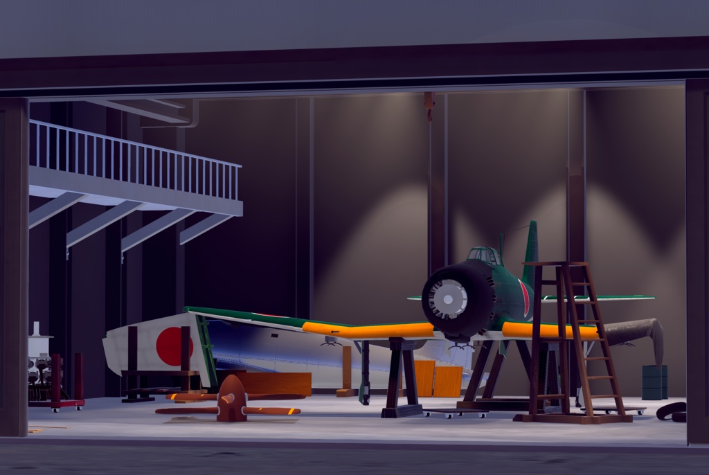 シンプル格納庫3 【VRC想定3Dモデル】